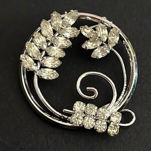 Sterling ART DECO 925 RHINESTONE BROOCH/PENDANT